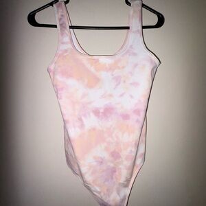 Abercrombie & Fitch Pastel Pink Tie-Dye Scoop Neck Bodysuit